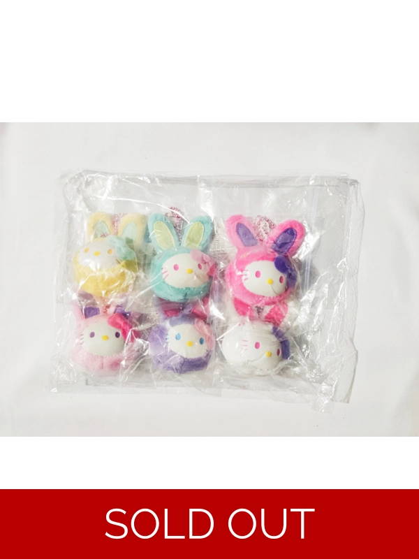 Sanrio Hello Kitty Squishy Bunny Head Ball Chain Set